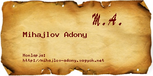 Mihajlov Adony névjegykártya
